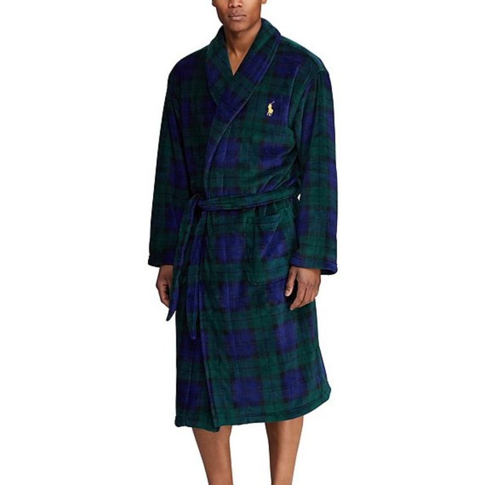 NWT RALPH LAUREN Polo Plush Bath Robe Plaid L/XL